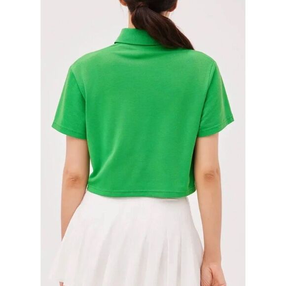 Outdoor Voices Women Kelly Green Cropped Polo Chest Logo‎ Pique Size XXS NWT - Picture 2 of 9